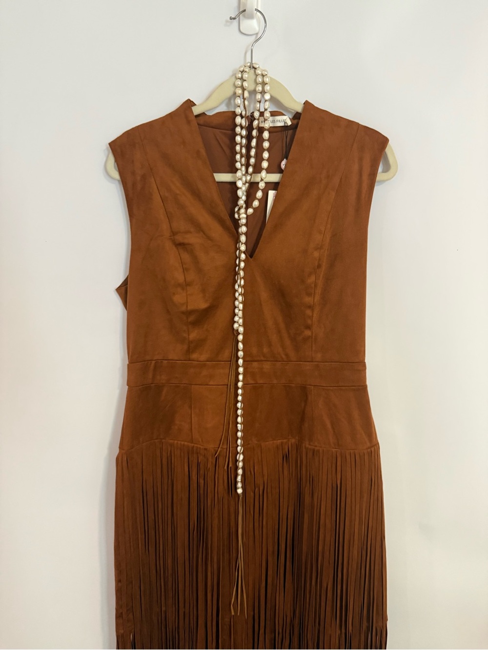 Avec Les Filles Brown Suede Fringe Midi dress - Picture 1 of 7